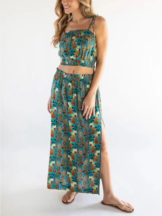 NATURAL LIFE Dresses & Skirts - NWT Natural Life Slit Maxi Skirt Elastic Floral Print Vacation Boho Medium New